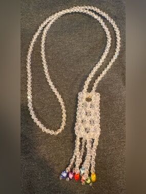 Susan Alexandra Crystal Beaded Tassel Necklace / Lighter Holder